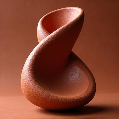 Sculpture abstraite en terre cuite.